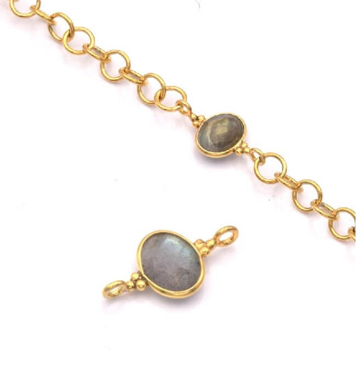 Kaufen Sie Perlen in Deutschland Verbindungsstück Labradorit Set mit Silber 925 vergoldet 8x6mm (1)