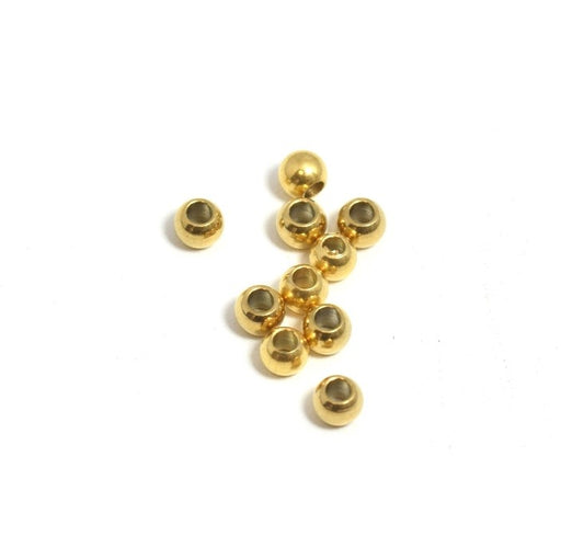 Kaufen Sie Perlen in Deutschland Edelstahl runde Perlen, GOLDEN Stahlfarbe - 3x2mm Loch 1,2mm (25)