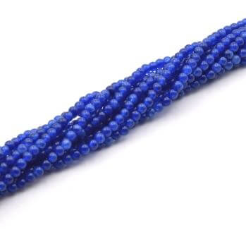 Kaufen Sie Perlen in Deutschland naturliche Jade runde Perlen LAPIS BLUE Getönte 3 mm - 140 Perlen - Loch: 0.5 mm (1 Strang)