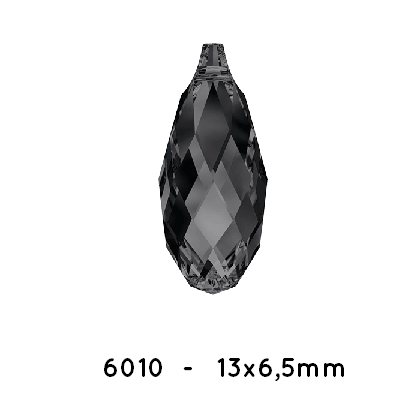 Swarovski 6010 Briolette Anhänger  Crystal Silvernight -13x6,5mm (2)