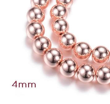 Kaufen Sie Perlen in Deutschland Rekonstituierte Hämatitperlen, ROSEgoldet, 4 mm - 1 strang - 92 Perlen (1 strang)