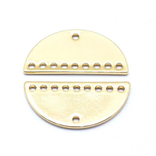 Kaufen Sie Perlen in Deutschland Halbmond Goldmessing Stecker - 9 Löcher - 21x10,5mm (1)