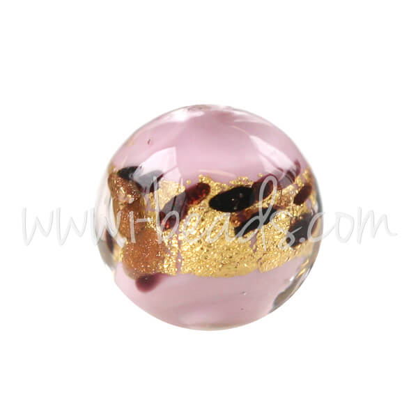 Murano Glasperle Rund Pink Leopard 8mm (1)