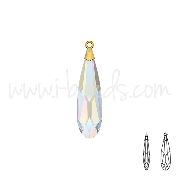 Swarovski 6533 raindrop Anhänger crystal AB gold 17.5mm (1)