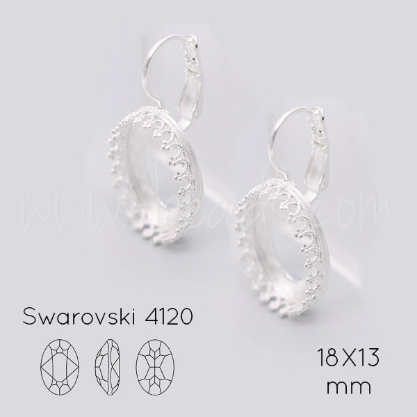 Vintage Ohrringfassung für Swarovski 4120 18x13mm silber-plattiert (2)