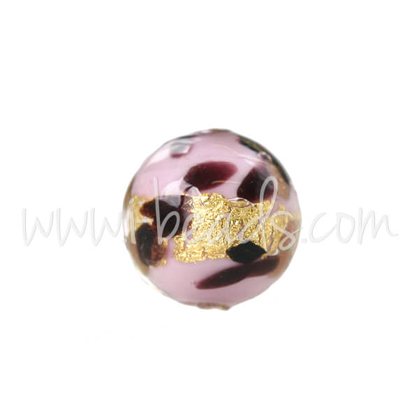 Murano Glasperle Rund Pink Leopard 6mm (1)