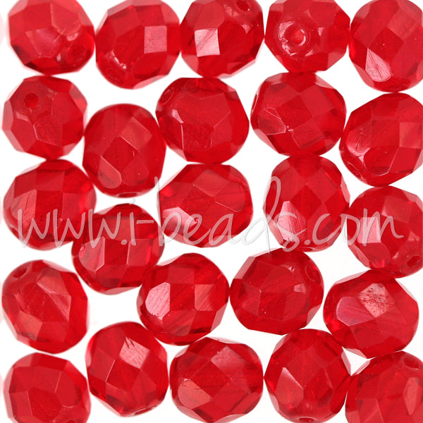 Glasschliffperlen siam ruby 8mm (25)