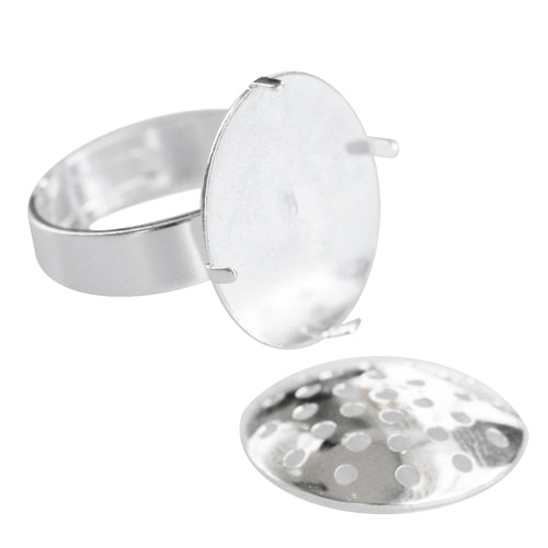 Ring mit abnehmbarer Siebplatte Verstellbar 18mm Silberfarben (1)