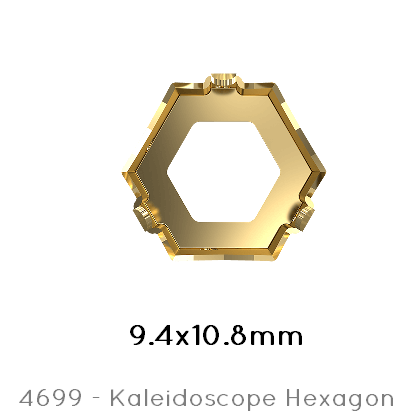 Swarovski 4699/S Kaleidoscope Hexagon  sew on setting GOLD 9,4x10,8mm (1)