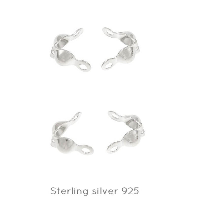 Sterling Silver925 Perlenspitzen - 6,5x3mm - Innendurchmesser: 2mm (4)