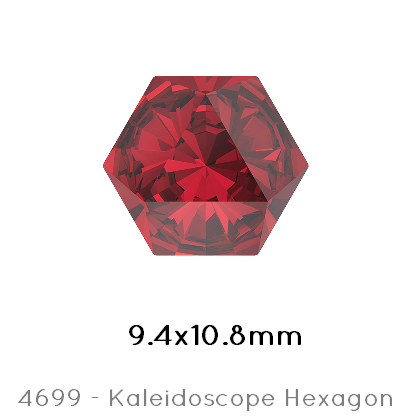 Swarovski 4699 Kaleidoscope Hexagon  Scarlet foiled 9,4x10,8mm (1)