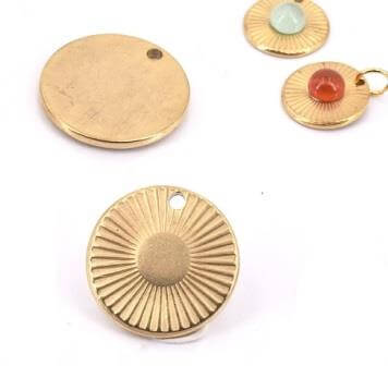 Kaufen Sie Perlen in Deutschland Anhänger mit Runde in Edelstahl vergoldet 15mm (1)