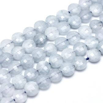 Kaufen Sie Perlen in Deutschland Aigue-Marine rund facettierte flache Perlen3,5 mm Loch: 0,6 mm (10)