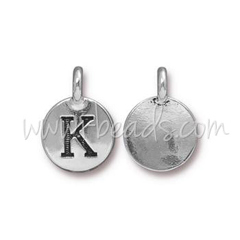 Charm Buchstabe K Antik Silber - plattiert 11mm (1)