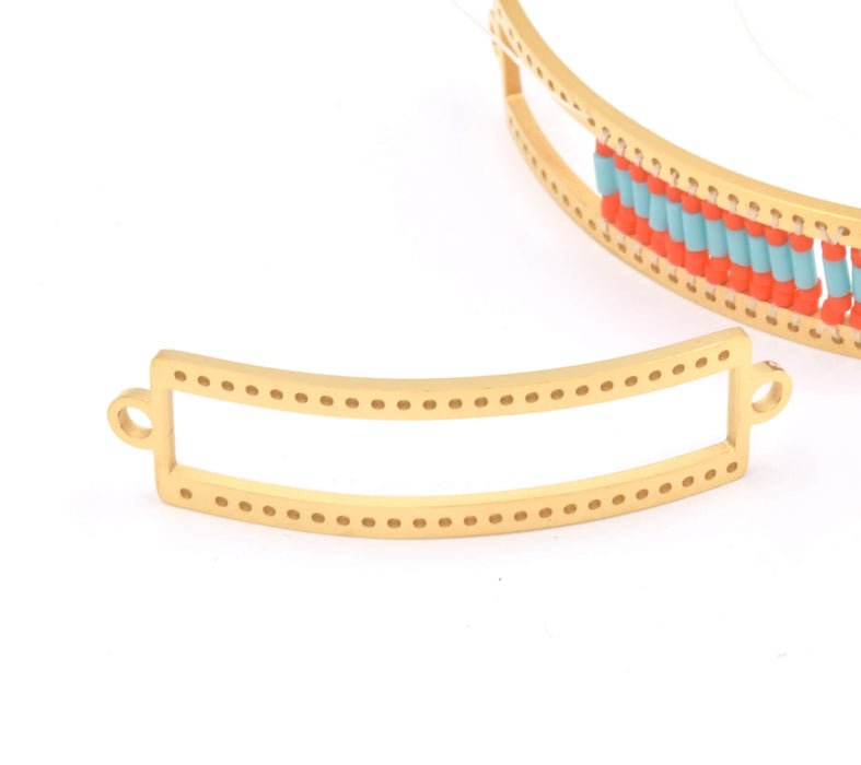 Link Armband für MIYUKI und TOHO Perlen - 47x13mm goldene Farbe - 5 Perlenreihen(1)