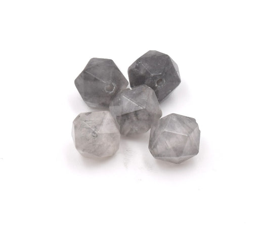 Kaufen Sie Perlen in Deutschland Vieleck, facettiert,Natürliche Quarzperlen, grau,  10x9 mm, Loch: 1 mm-(3 stuck)