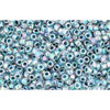 cc773 - Toho rocailles perlen 15/0 rainbow crystal/montana blue lined (5g)