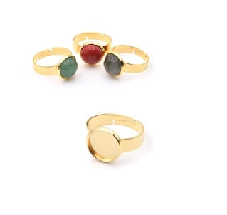 Kaufen Sie Perlen in Deutschland Einstellbarer Ring für Cabochon 10 mm Goldfarbe Stahl (1)