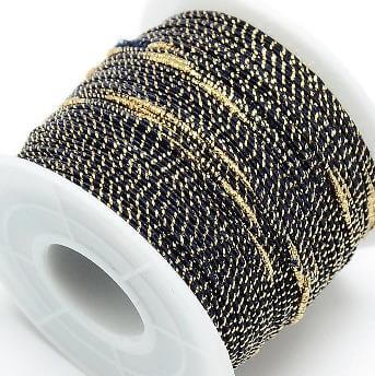 Polyester und Baumwollfaden Schwarz und Goldfaden 1-1,5 mm (3 m)