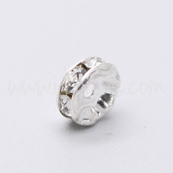 Strass rondell crystal aus silberfarbenem metall 6mm (2)