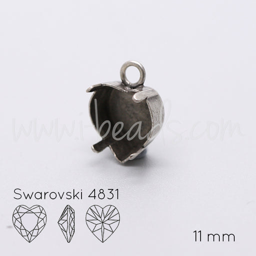 Kaufen Sie Perlen in Deutschland Anhängerfassung für Swarovski 4831 Herz 11mm antik silber-plattiert (1)