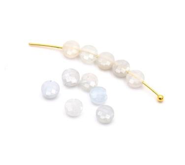 Kaufen Sie Perlen in Deutschland Natürlicher Aquamarine rund facettierte flache Perlen 4mm Loch: 0.7 mm (10)