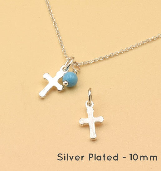 925 Silber vergoldet Zinn Kreuz - Charm-12mm (1)