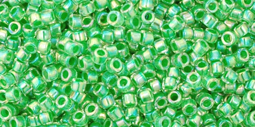 Kaufen Sie Perlen in Deutschland cc775- Toho Treasure beads 11/0  Rainbow Crystal/Grass Green-Lined (5gr)