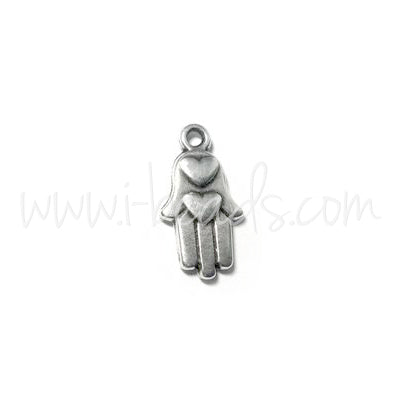 Kaufen Sie Perlen in Deutschland Hamsa Hand Charm Silber-plattiert 8x13mm (1)