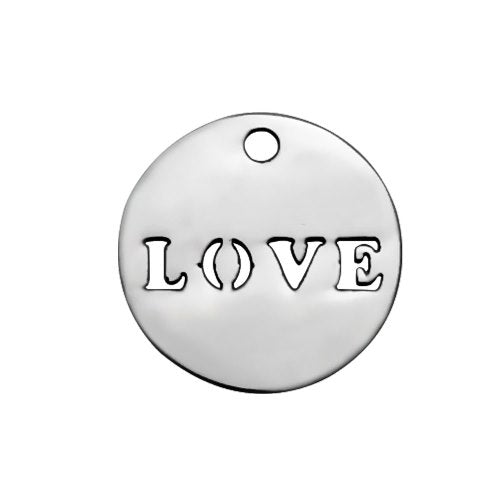 Kaufen Sie Perlen in Deutschland Medaille - Lotus Motit LOVE - RHODIUM 12x1mm (1)