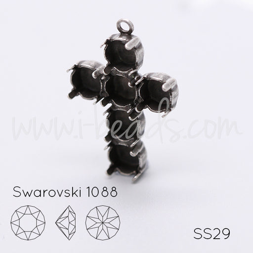 Anhängerfassung Kreuz für Swarovski 1088 SS29 antik silber-plattiert (1)
