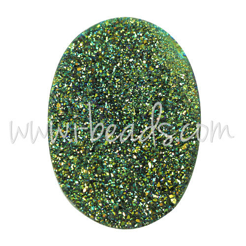 Drusy Quarz ovaler Cabochon Titangrün 16x12mm (1)