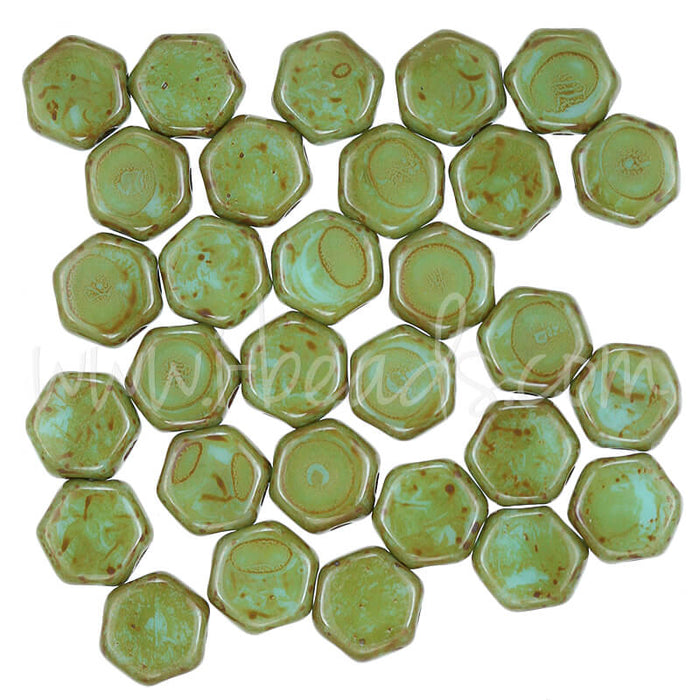 Honeycomb Perlen 6mm blue turquoise dark travertine (30)