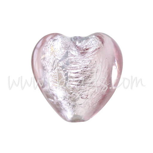 Murano Glasperle Herz Amethyst und Silber 10mm (1)