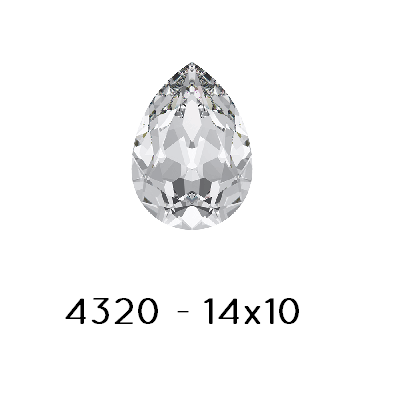 Swarovski 4320 Fancy Stone PEAR -  Crystal  Foiled 14x10mm (1)