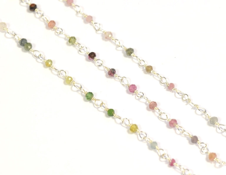 Tourmaline Rosenkranz Kette  2mm Silber  (10cm)