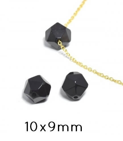 Kaufen Sie Perlen in Deutschland Vieleck, facettiert, AGATE schwarz, 10x9 mm, Loch: 1 mm-(3 stuck)
