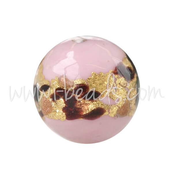 Murano Glasperle Rund Pink Leopard 10mm (1)