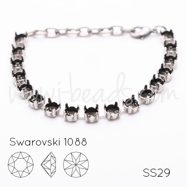 Armbandfassung für 17 Swarovski 1088 SS29 antik silber-plattiert (1)