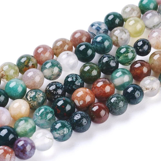 Kaufen Sie Perlen in Deutschland Natürliche indische Achatperlen, rund, dunkelgrün- 6mmx1-70pces / Strang - 38cm (1 Strang)