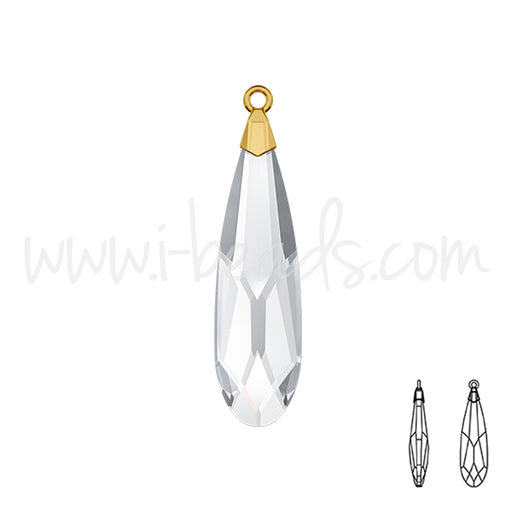 Kaufen Sie Perlen in Deutschland Swarovski 6533 raindrop Anhänger crystal gold 23mm (1)