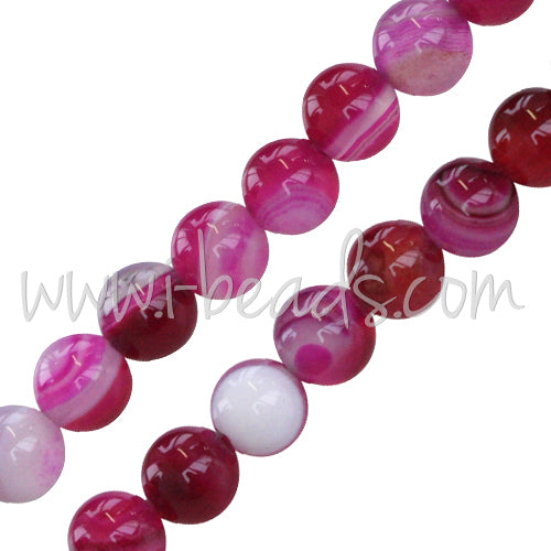 Streifenachat Pink Runde Perlen 6mm am Strang (1)