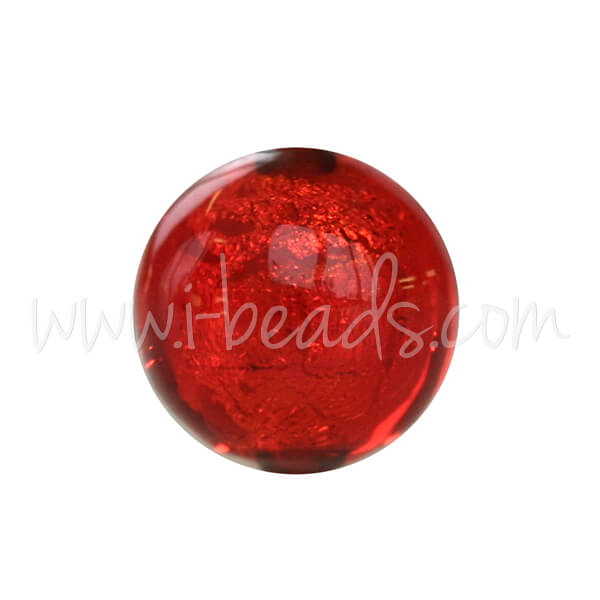 Murano Glasperle Rund Rot und Gold 8mm (1)