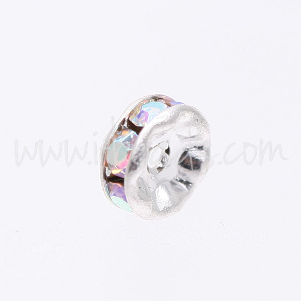 Strass rondell crystal ab aus silberfarbenem metall 6mm (2)