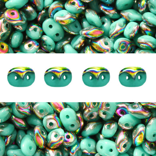 Kaufen Sie Perlen in Deutschland Super Duo Perlen 2.5x5mm Turquoise Vitral (10g)