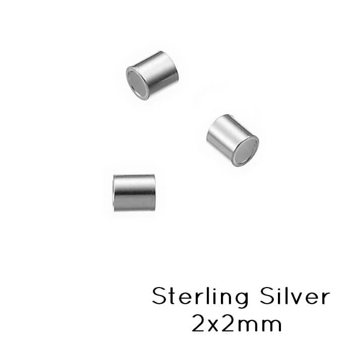 Quetschperlen Sterling Silber 2x2mm  Lochgrosse:1.4mm (10)