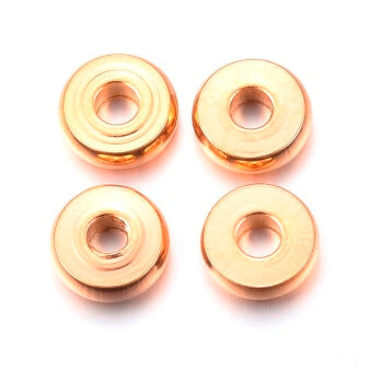 Kaufen Sie Perlen in Deutschland Edelstahl Heishi Perlen Separatoren GOLD, Flachrund, 8mm, loch: 2mm (10)