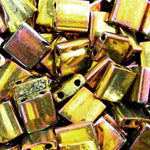 Cc462 - miyuki tila perlen met gold iris 5mm (25)