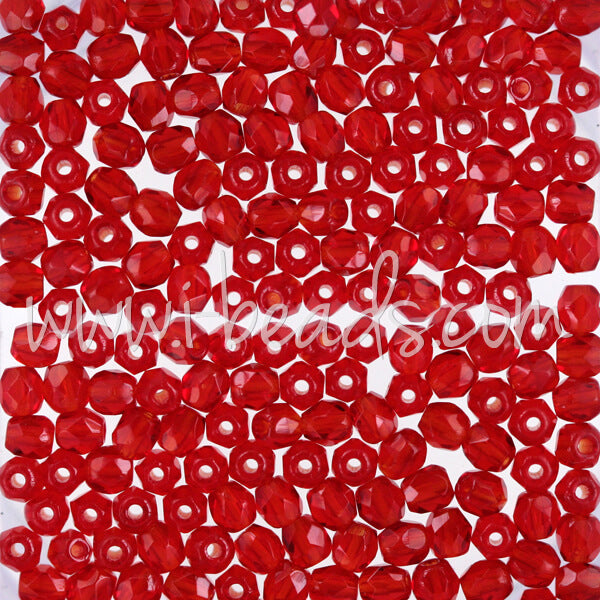 Glasschliffperlen siam ruby 3mm (50)