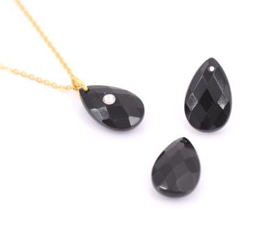 Kaufen Sie Perlen in Deutschland Tropfenperlenanhänger schwarzer onyx facettierter 10x16mm-0.9mm (1)